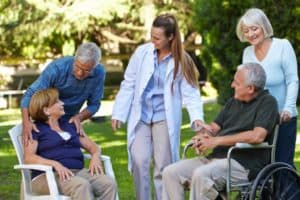 Family visiting their relatives in the nursing home.